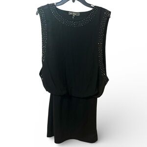 Love Stitch Black Beaded Blouson Dress Size M Like New Boho Cocktail